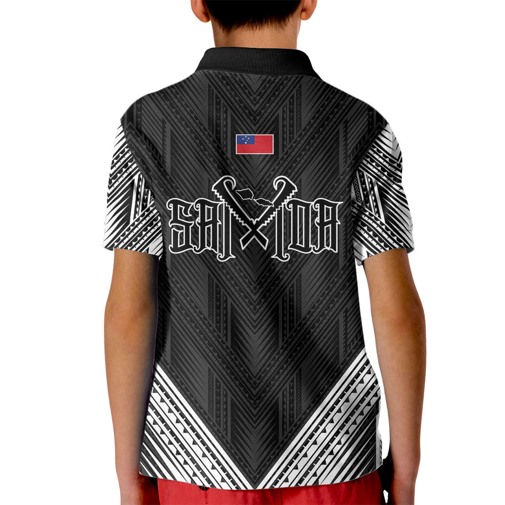 Black Samoa Tribal Chest Tattoo Kid Polo Shirt LT9 - Polynesian Pride