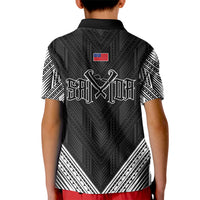 Black Samoa Tribal Chest Tattoo Kid Polo Shirt LT9 - Polynesian Pride