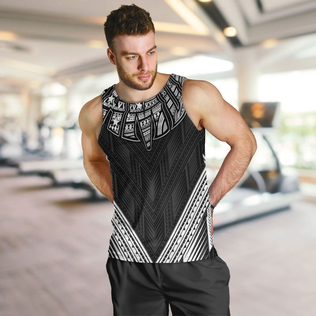 Black Samoa Tribal Chest Tattoo Men Tank Top LT9 Black - Polynesian Pride