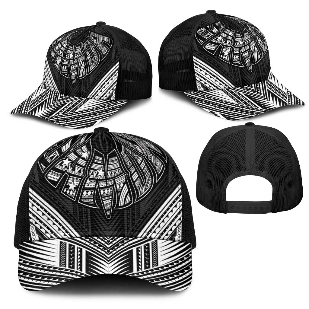 Black Samoa Tribal Chest Tattoo Mesh Trucker Cap LT9 - Polynesian Pride
