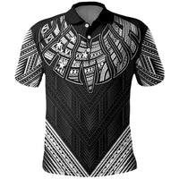 Black Samoa Tribal Chest Tattoo Polo Shirt LT9 Black - Polynesian Pride