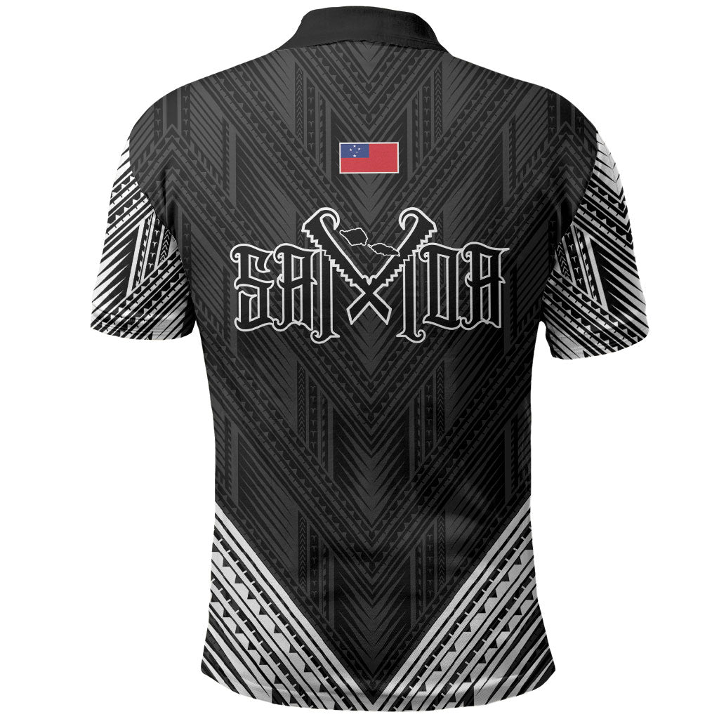 Black Samoa Tribal Chest Tattoo Polo Shirt LT9 - Polynesian Pride