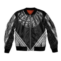 Black Samoa Tribal Chest Tattoo Sleeve Zip Bomber Jacket LT9 Unisex Black - Polynesian Pride