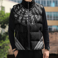 Black Samoa Tribal Chest Tattoo Sleeveless Puffer Jacket LT9 - Polynesian Pride