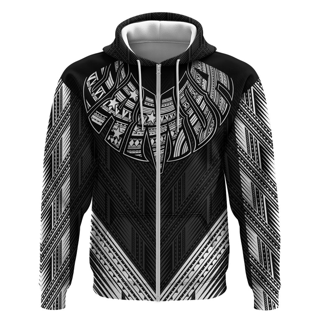 Black Samoa Tribal Chest Tattoo Zip Hoodie LT9 Zip Hoodie Black - Polynesian Pride