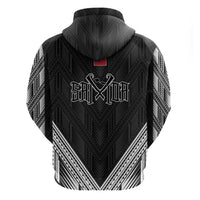 Black Samoa Tribal Chest Tattoo Zip Hoodie LT9 - Polynesian Pride