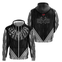 Black Samoa Tribal Chest Tattoo Zip Hoodie LT9 - Polynesian Pride