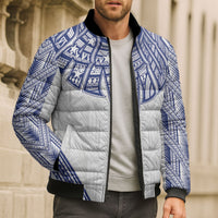 White Samoa Tribal Chest Tattoo Bomber Puffer Jacket LT9 - Polynesian Pride