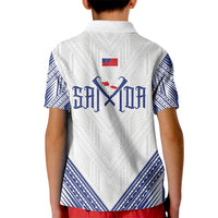 White Samoa Tribal Chest Tattoo Kid Polo Shirt LT9 - Polynesian Pride