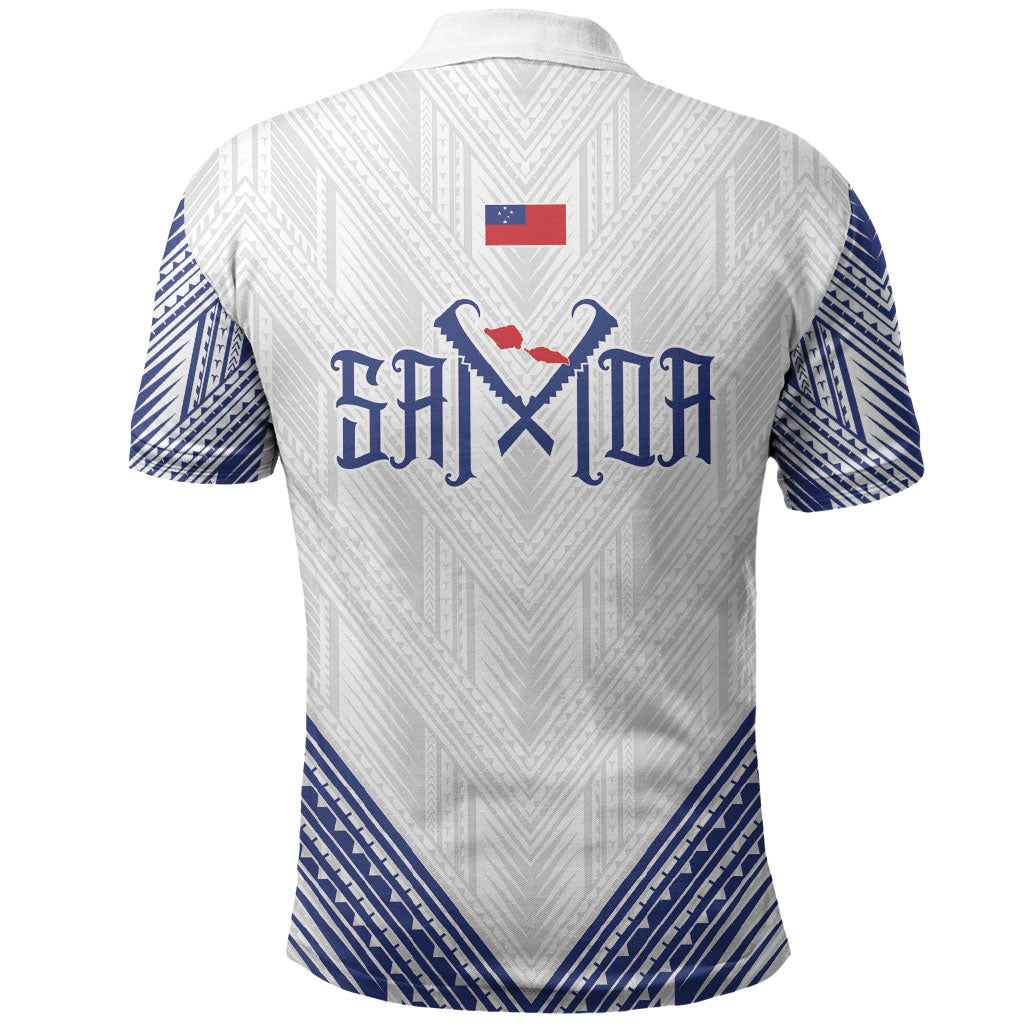 White Samoa Tribal Chest Tattoo Polo Shirt LT9 - Polynesian Pride