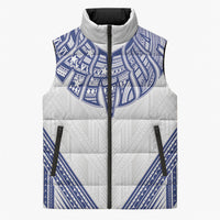White Samoa Tribal Chest Tattoo Sleeveless Puffer Jacket LT9 Unisex White - Polynesian Pride