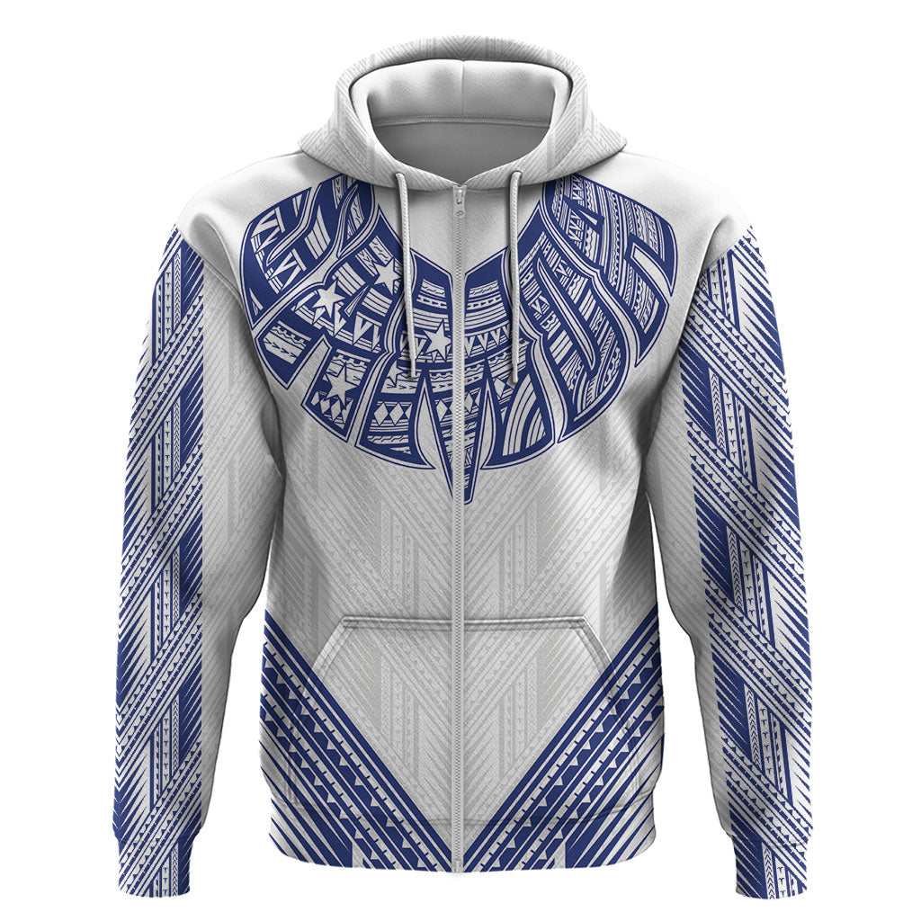 White Samoa Tribal Chest Tattoo Zip Hoodie LT9 Zip Hoodie White - Polynesian Pride