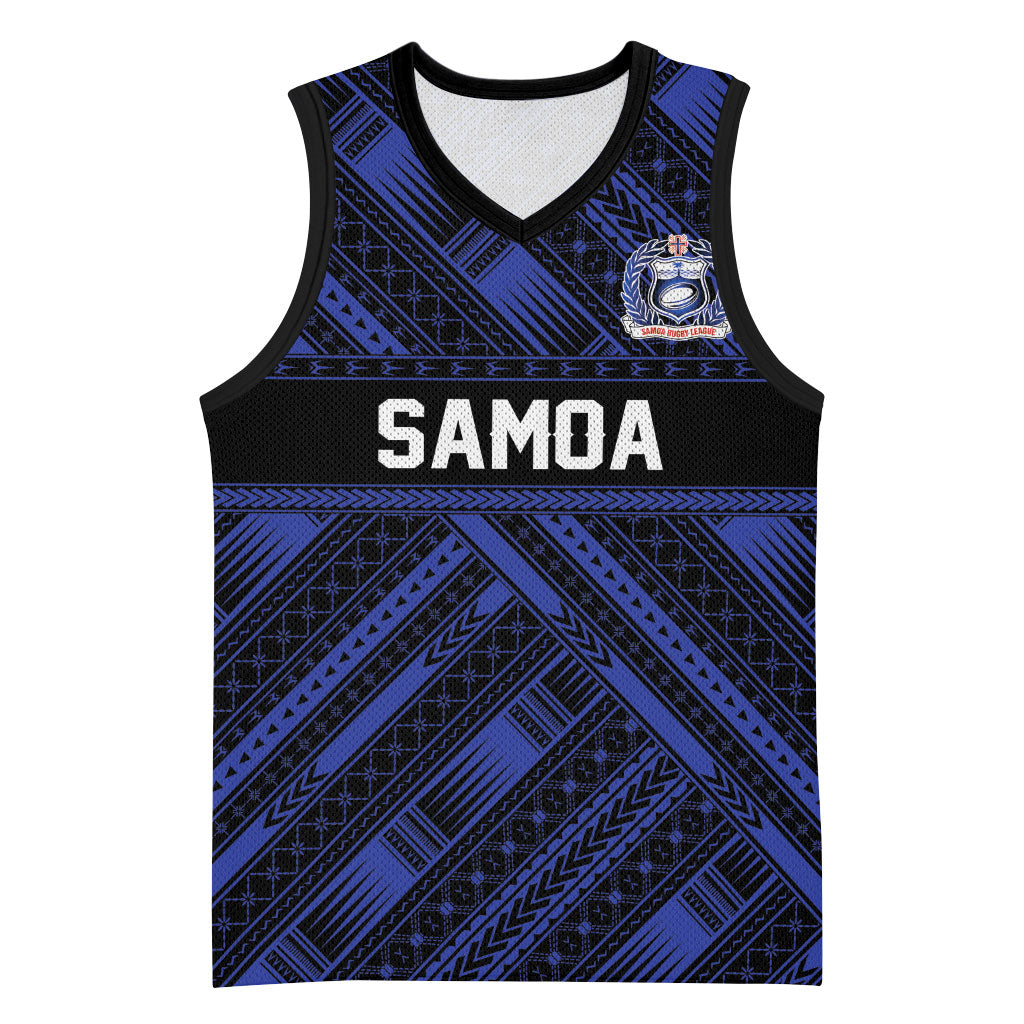 Toa Samoa 40th Anniversary Basketball Jersey Royal Blue Tribal LT9 Unisex Blue - Polynesian Pride