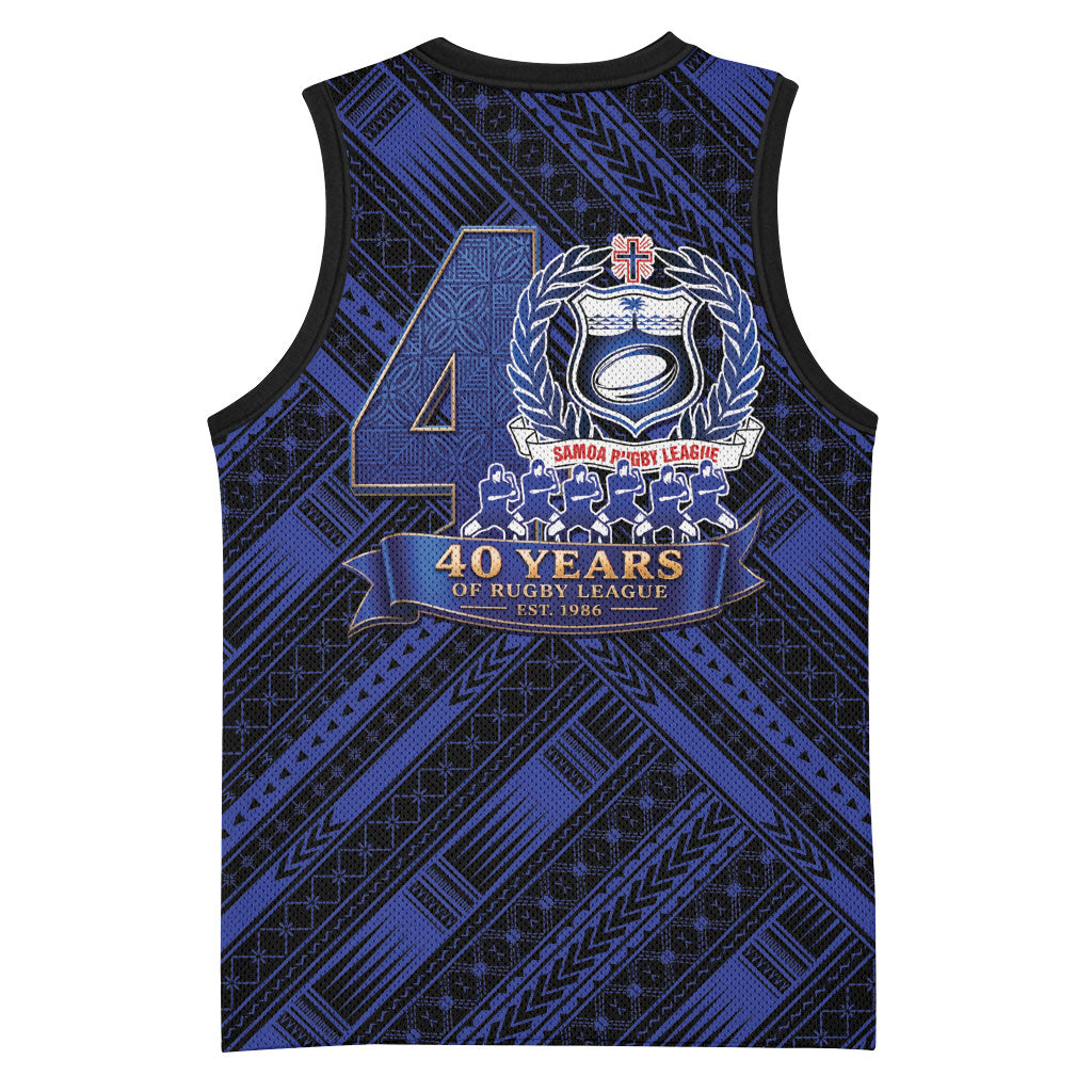 Toa Samoa 40th Anniversary Basketball Jersey Royal Blue Tribal LT9 - Polynesian Pride