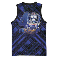 Toa Samoa 40th Anniversary Basketball Jersey Royal Blue Tribal LT9 - Polynesian Pride