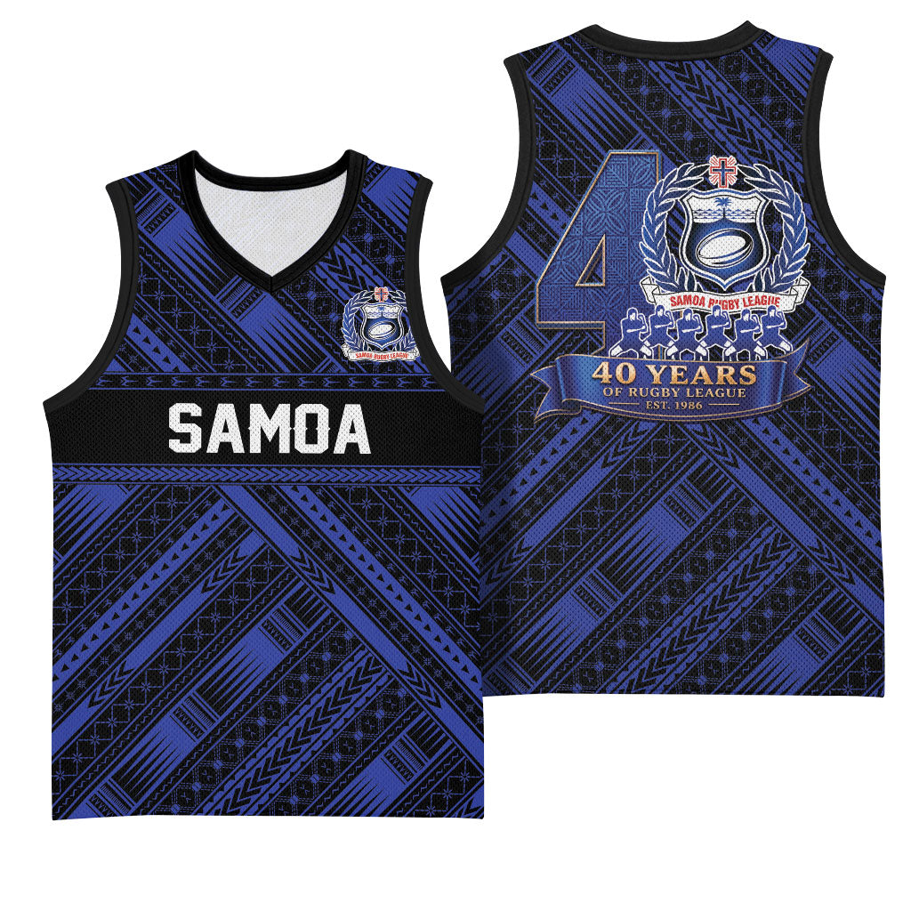 Toa Samoa 40th Anniversary Basketball Jersey Royal Blue Tribal LT9 - Polynesian Pride