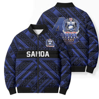 Toa Samoa 40th Anniversary Bomber Puffer Jacket Royal Blue Tribal LT9 - Polynesian Pride