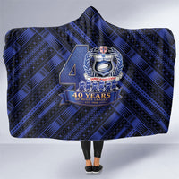 Toa Samoa 40th Anniversary Hooded Blanket Royal Blue Tribal LT9 One Size Blue - Polynesian Pride