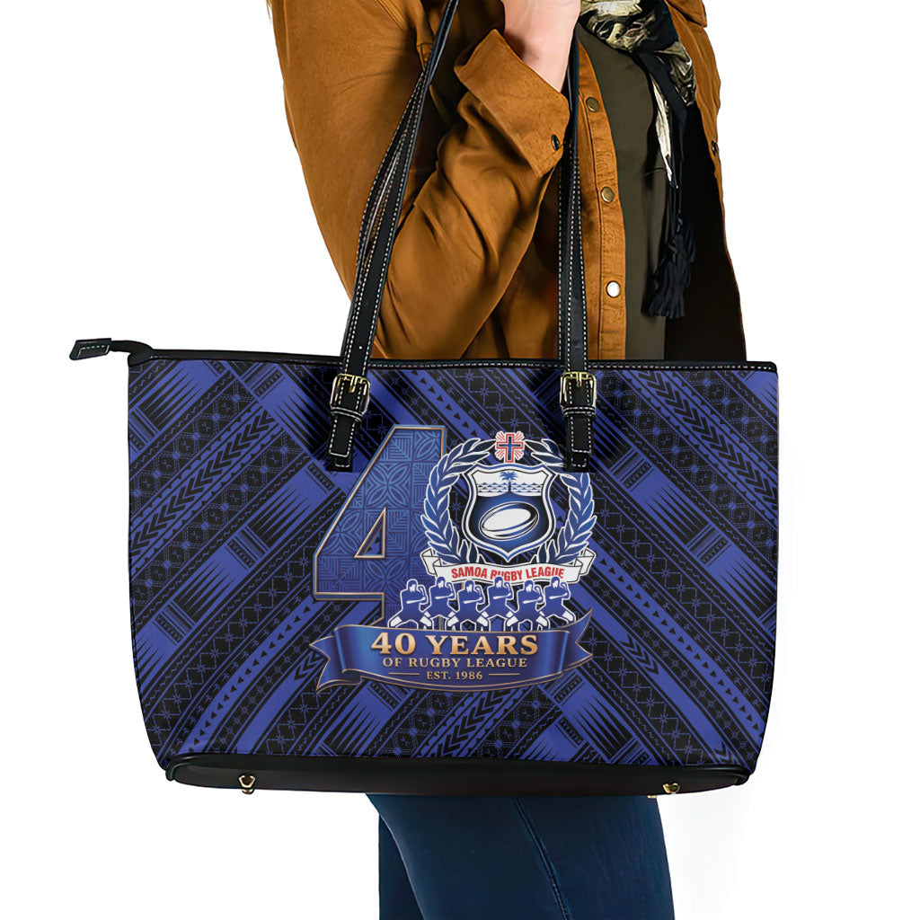 Toa Samoa 40th Anniversary Leather Tote Bag Royal Blue Tribal LT9 - Polynesian Pride