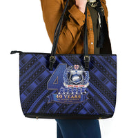 Toa Samoa 40th Anniversary Leather Tote Bag Royal Blue Tribal LT9 - Polynesian Pride