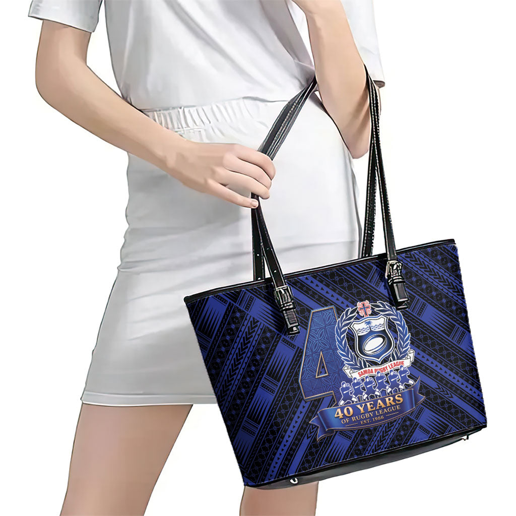Toa Samoa 40th Anniversary Leather Tote Bag Royal Blue Tribal LT9 - Polynesian Pride