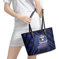 Toa Samoa 40th Anniversary Leather Tote Bag Royal Blue Tribal LT9 - Polynesian Pride