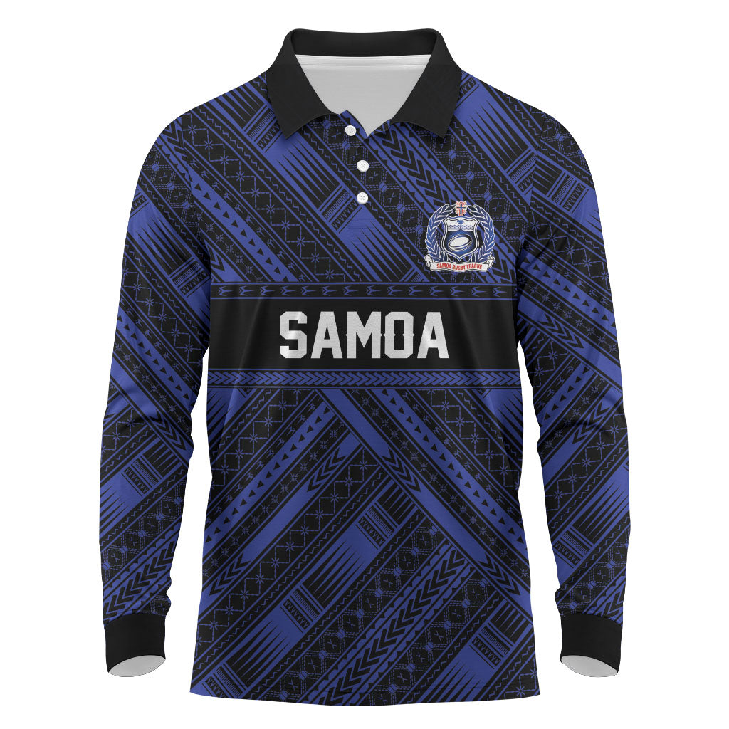 Toa Samoa 40th Anniversary Long Sleeve Polo Shirt Royal Blue Tribal LT9 Blue - Polynesian Pride