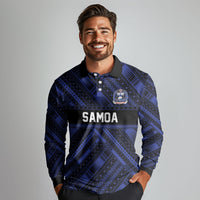 Toa Samoa 40th Anniversary Long Sleeve Polo Shirt Royal Blue Tribal LT9 - Polynesian Pride