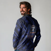 Toa Samoa 40th Anniversary Long Sleeve Polo Shirt Royal Blue Tribal LT9 - Polynesian Pride