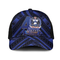 Toa Samoa 40th Anniversary Mesh Trucker Cap Royal Blue Tribal LT9 One Size Black Blue - Polynesian Pride