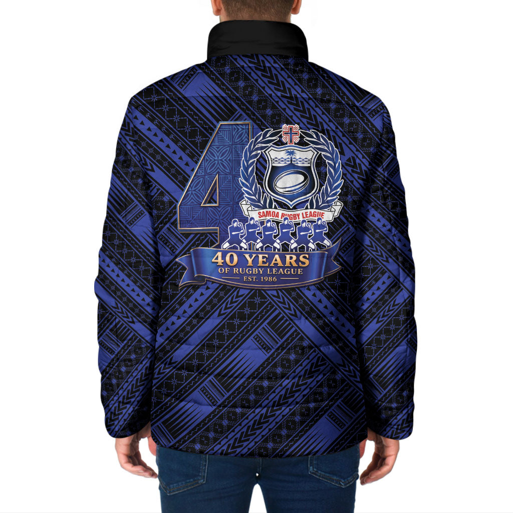 Toa Samoa 40th Anniversary Padded Jacket Royal Blue Tribal LT9 - Polynesian Pride
