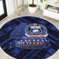 Toa Samoa 40th Anniversary Round Carpet Royal Blue Tribal LT9 Blue - Polynesian Pride