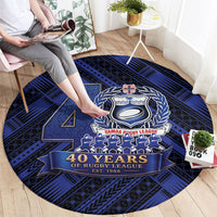 Toa Samoa 40th Anniversary Round Carpet Royal Blue Tribal LT9 - Polynesian Pride