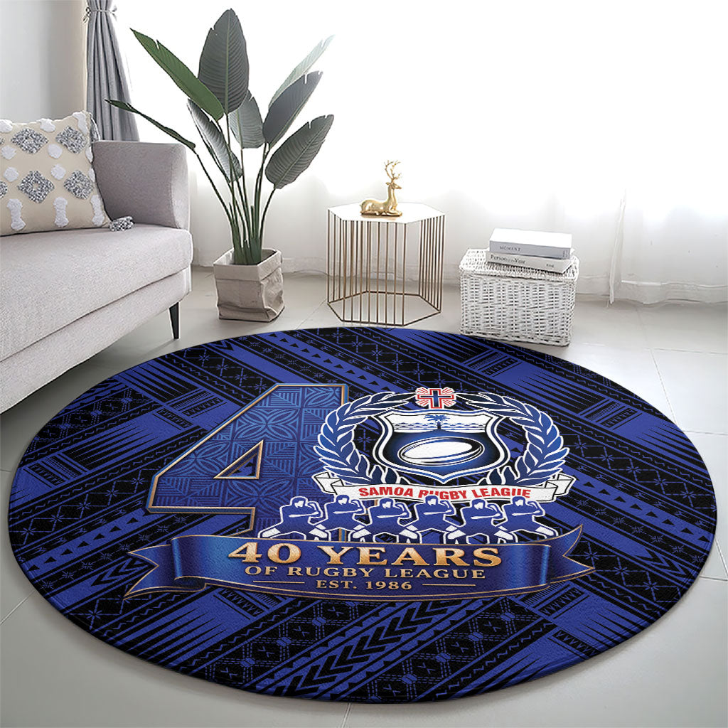 Toa Samoa 40th Anniversary Round Carpet Royal Blue Tribal LT9 - Polynesian Pride