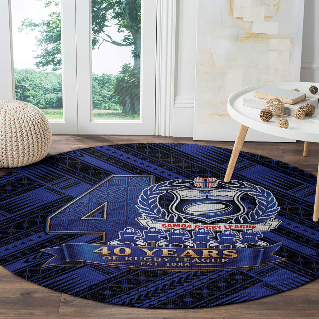 Toa Samoa 40th Anniversary Round Carpet Royal Blue Tribal LT9 - Polynesian Pride