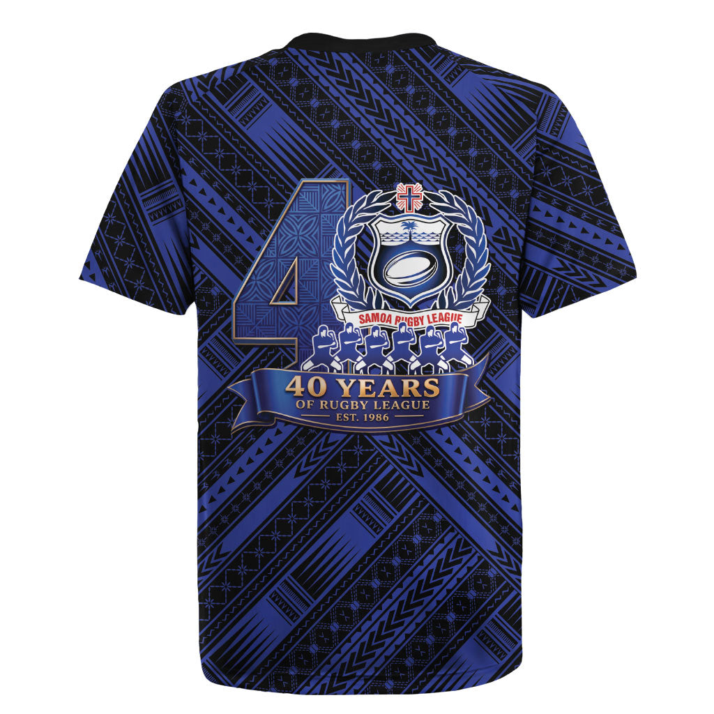 Toa Samoa 40th Anniversary Rugby Jersey Royal Blue Tribal LT9 - Polynesian Pride