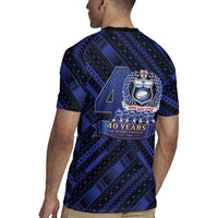 Toa Samoa 40th Anniversary Rugby Jersey Royal Blue Tribal LT9 - Polynesian Pride