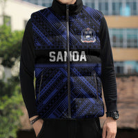 Toa Samoa 40th Anniversary Sleeveless Puffer Jacket Royal Blue Tribal LT9 - Polynesian Pride