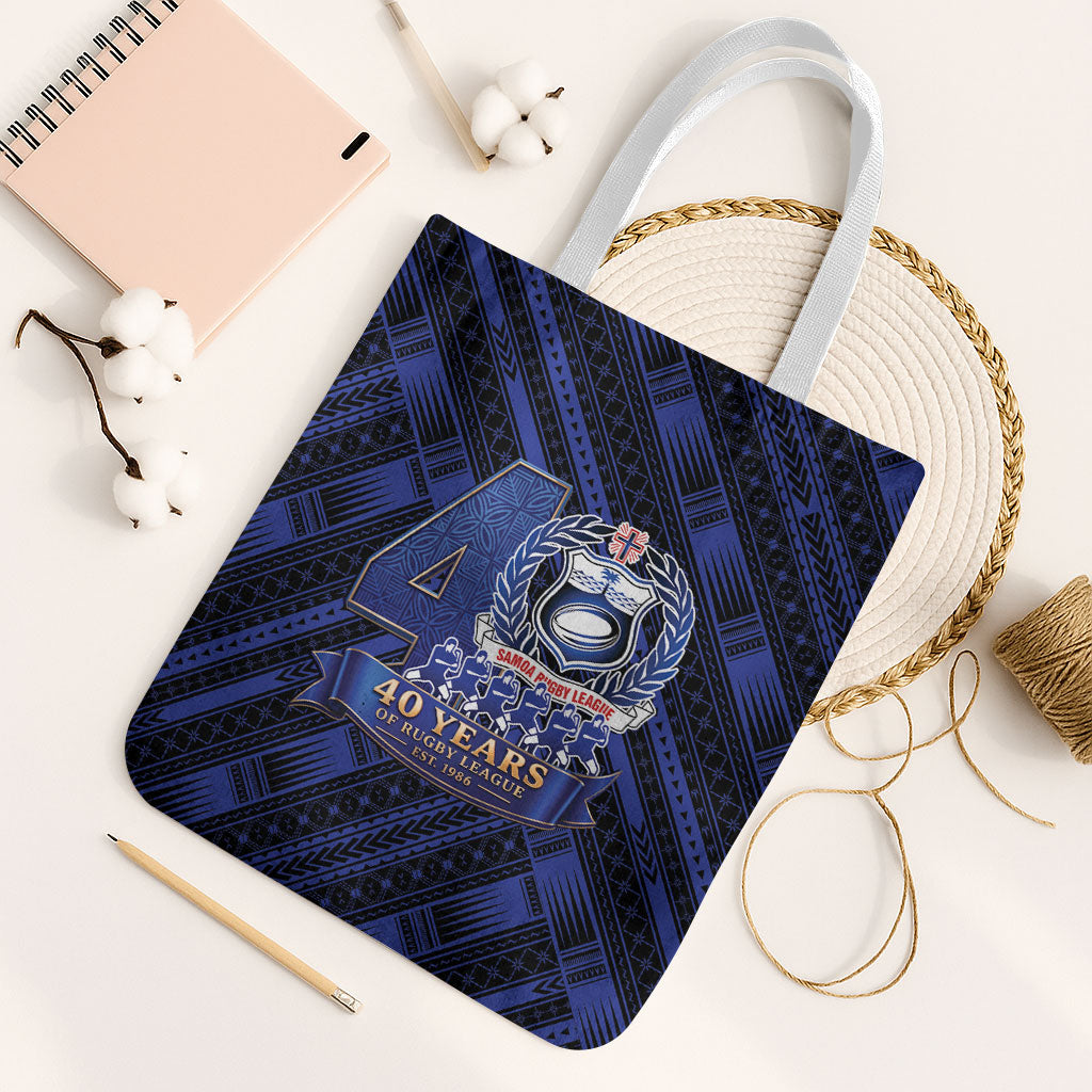 Toa Samoa 40th Anniversary Tote Bag Royal Blue Tribal LT9 White Strap One Size Blue - Polynesian Pride