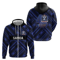 Toa Samoa 40th Anniversary Zip Hoodie Royal Blue Tribal LT9 - Polynesian Pride