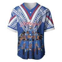 Toa Samoa Siva Tau Baseball Jersey Royal Blue Chevron Geometric Heritage LT9 Blue - Polynesian Pride
