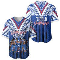 Toa Samoa Siva Tau Baseball Jersey Royal Blue Chevron Geometric Heritage LT9 - Polynesian Pride