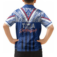 Toa Samoa Siva Tau Kid Hawaiian Shirt Royal Blue Chevron Geometric Heritage LT9 - Polynesian Pride