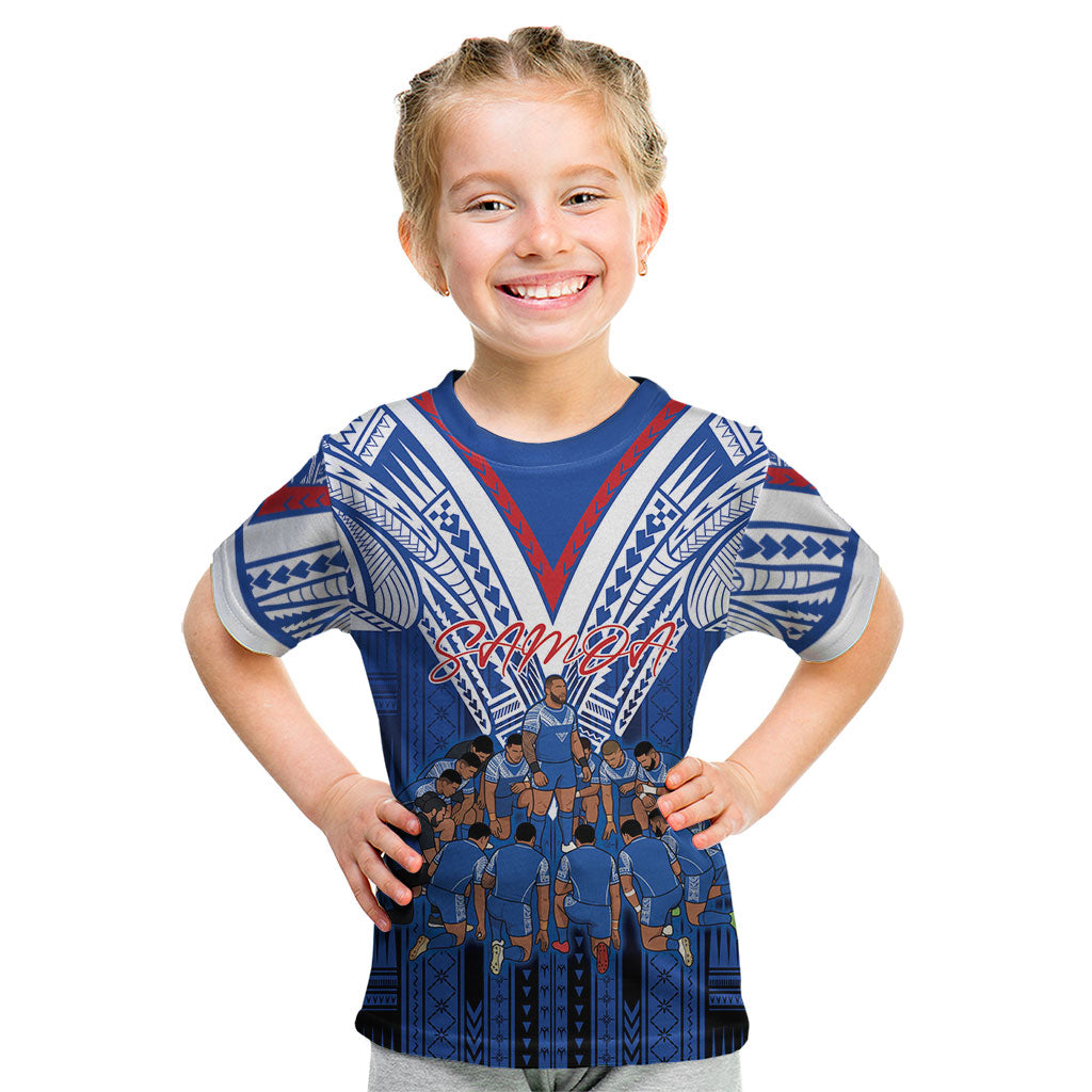 Toa Samoa Siva Tau Kid T Shirt Royal Blue Chevron Geometric Heritage LT9 Blue - Polynesian Pride