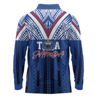 Toa Samoa Siva Tau Long Sleeve Polo Shirt Royal Blue Chevron Geometric Heritage LT9 - Polynesian Pride