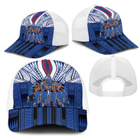 Toa Samoa Siva Tau Mesh Trucker Cap Royal Blue Chevron Geometric Heritage LT9 - Polynesian Pride