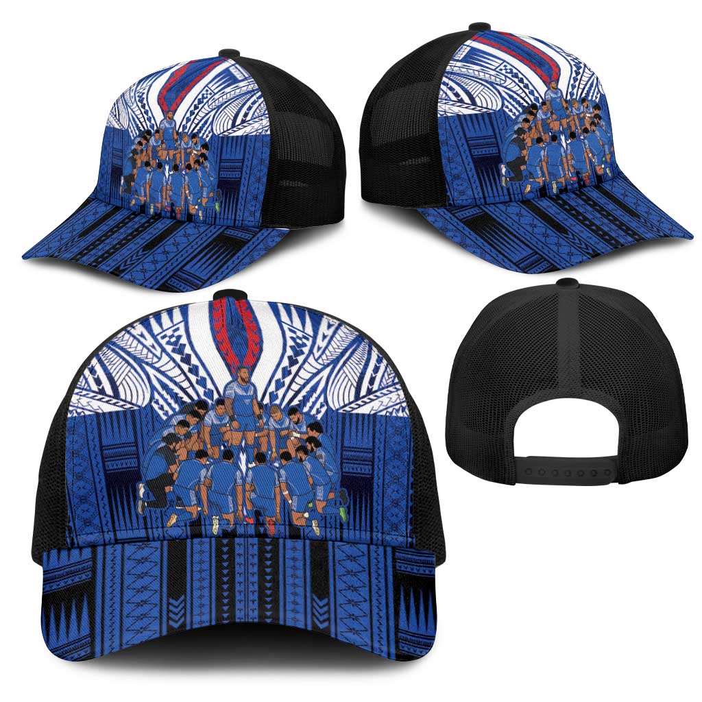 Toa Samoa Siva Tau Mesh Trucker Cap Royal Blue Chevron Geometric Heritage LT9 - Polynesian Pride