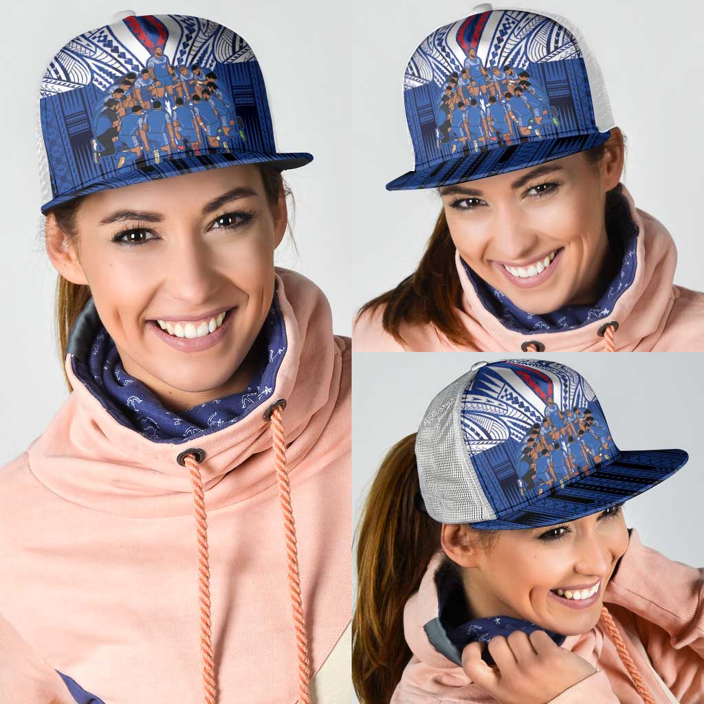 Toa Samoa Siva Tau Mesh Trucker Cap Royal Blue Chevron Geometric Heritage LT9 - Polynesian Pride