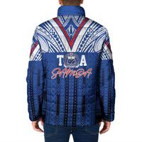 Toa Samoa Siva Tau Padded Jacket Royal Blue Chevron Geometric Heritage LT9 - Polynesian Pride