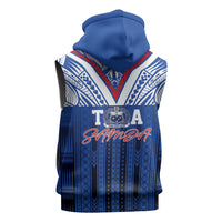 Toa Samoa Siva Tau Sleeveless Hoodie Royal Blue Chevron Geometric Heritage LT9 - Polynesian Pride